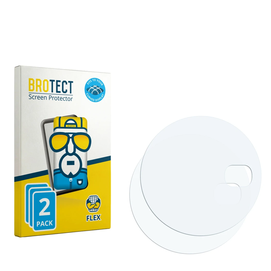 Front side of a product packaging with the brand logo BROTECT. Next to it is the corresponding screen protector.
