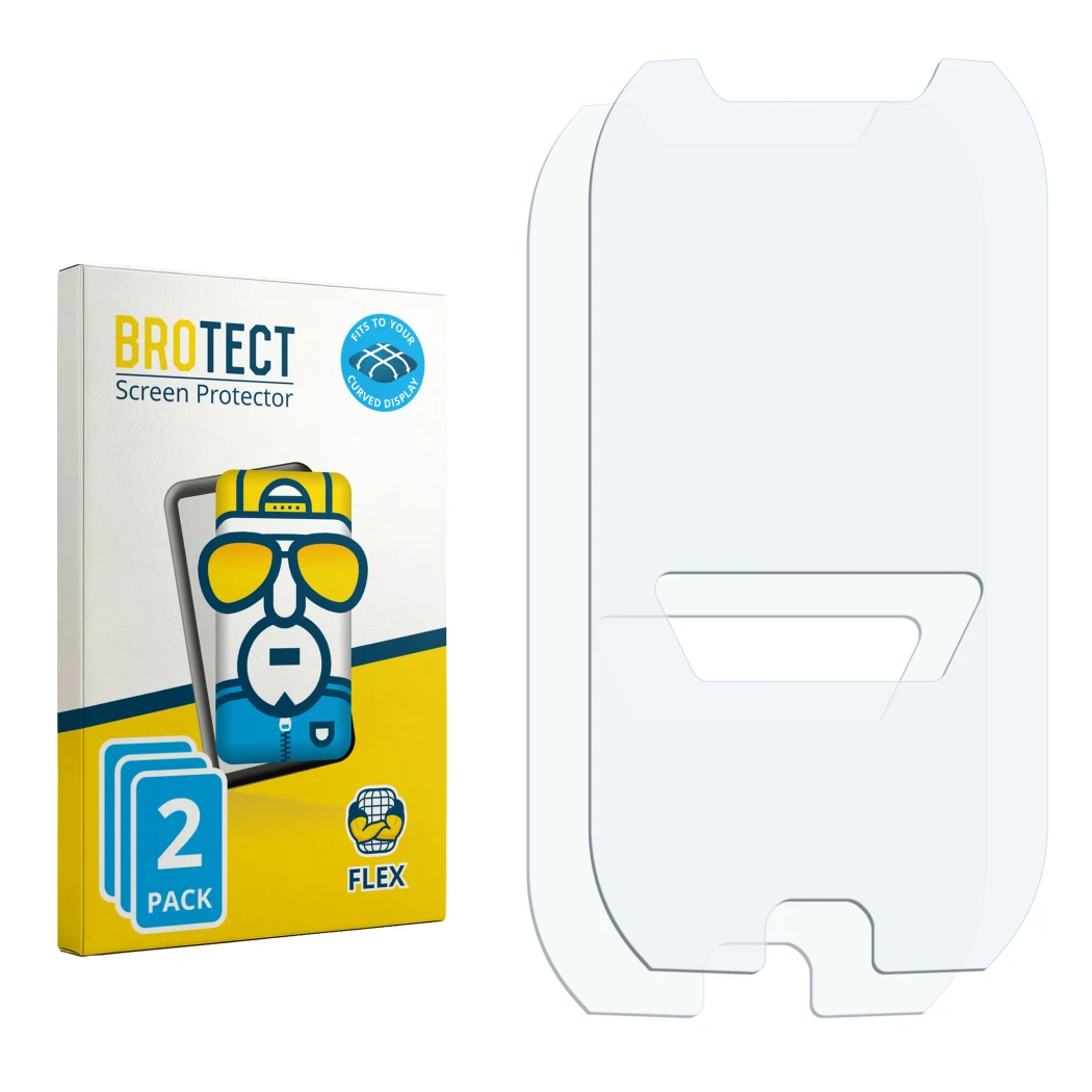 Front side of a product packaging with the brand logo BROTECT. Next to it is the corresponding screen protector.