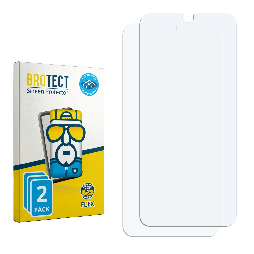 Front side of a product packaging with the brand logo BROTECT. Next to it is the corresponding screen protector.