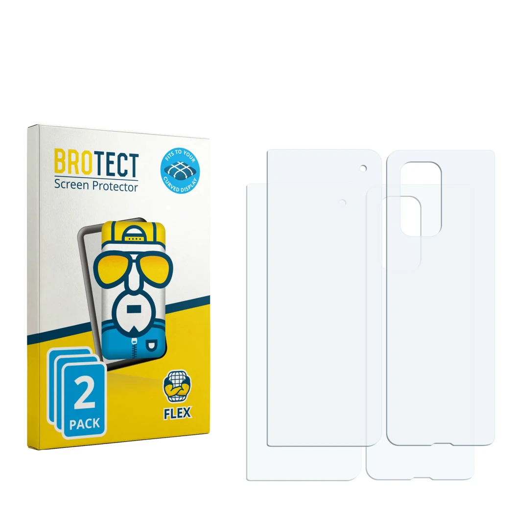 Front side of a product packaging with the brand logo BROTECT. Next to it is the corresponding screen protector.
