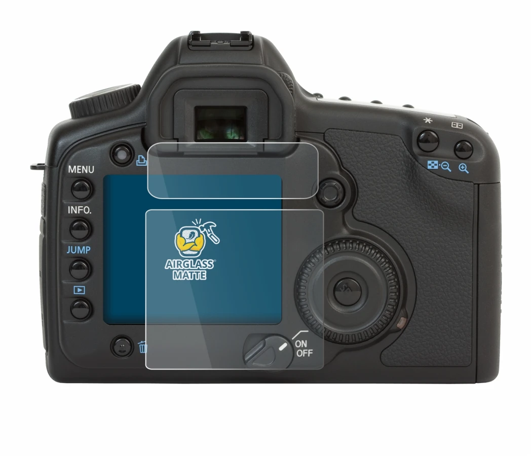 Image of the device Canon EOS 5D with a wide variety of screen protectors.
