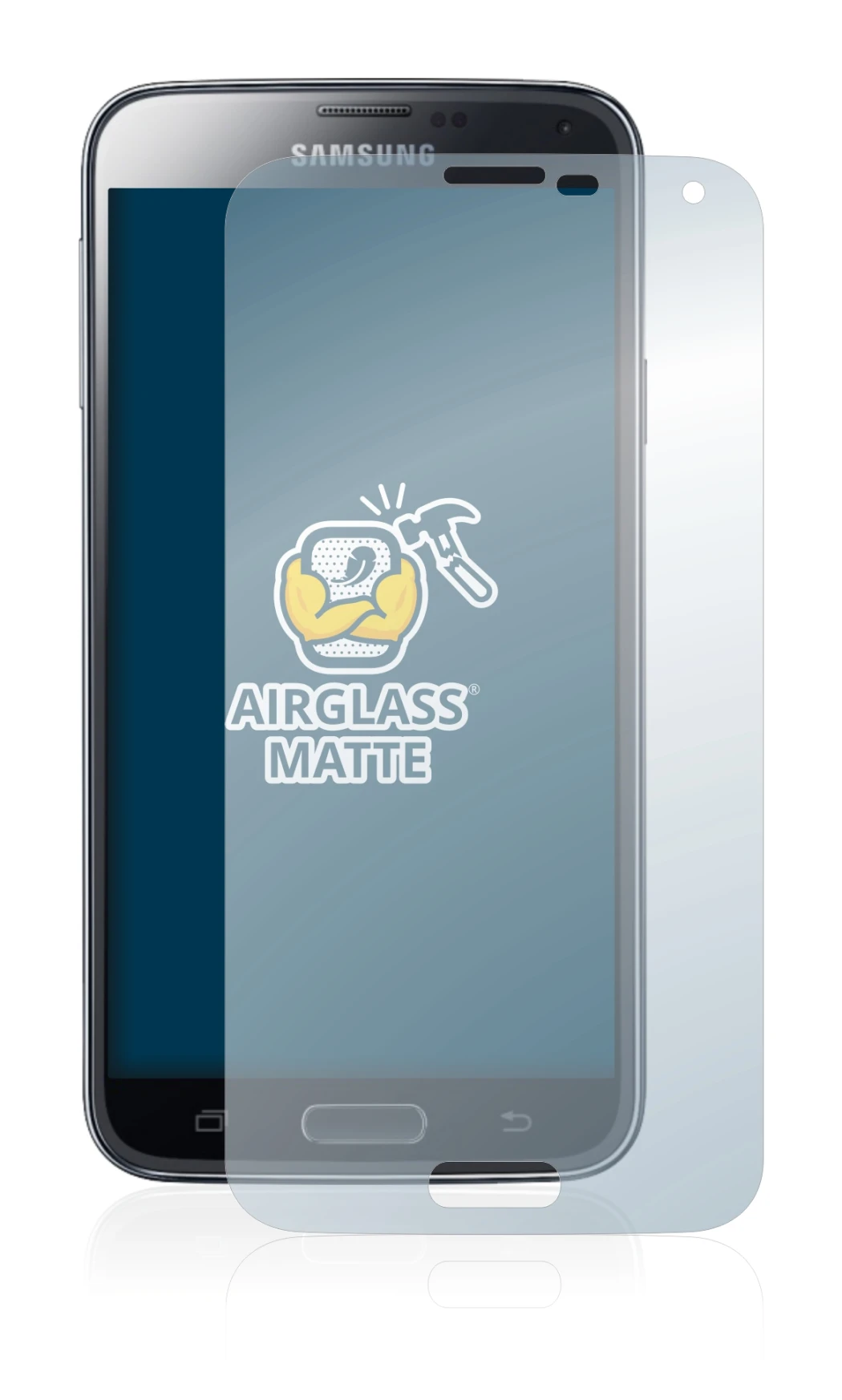 Image of the device Samsung Galaxy S5 with a wide variety of screen protectors.