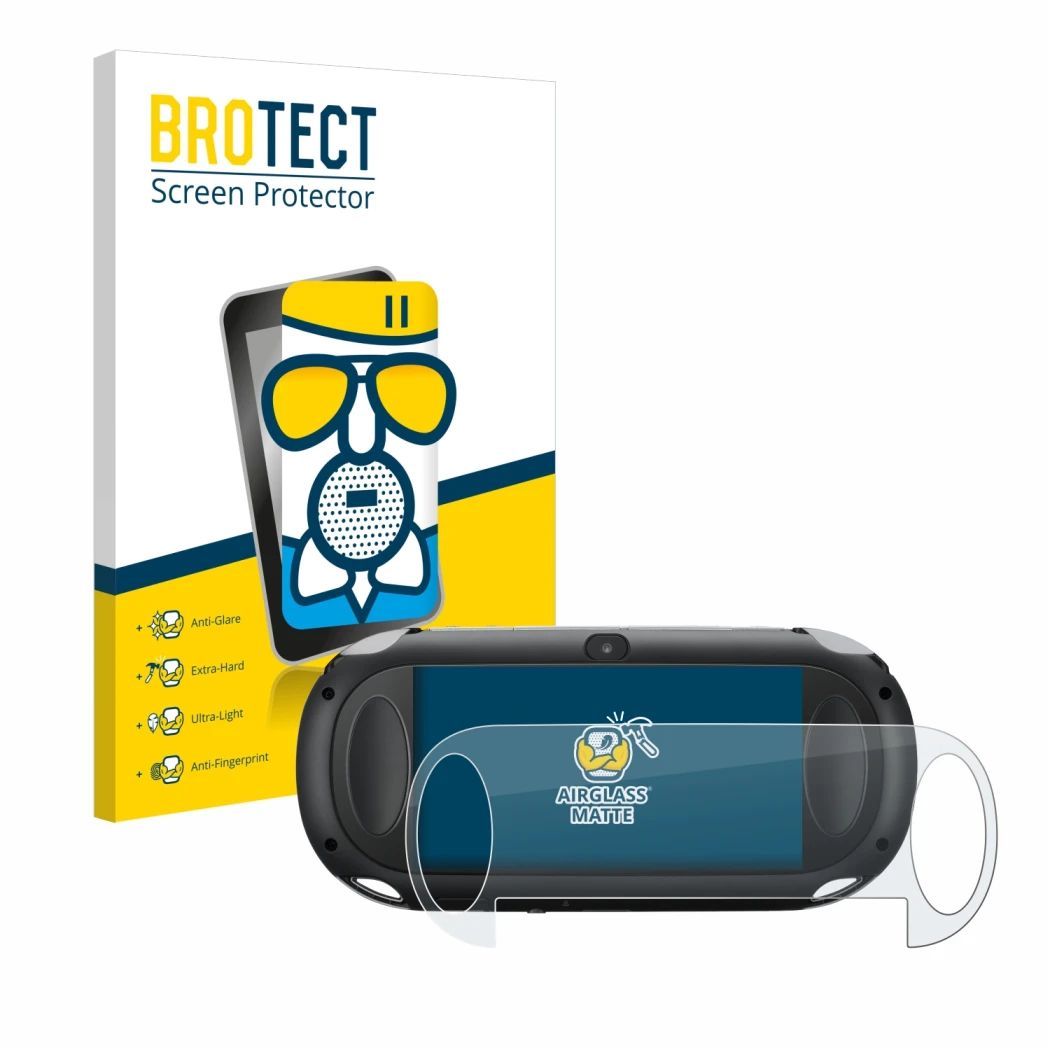 Front side of a product packaging with the brand logo BROTECT. Next to it is the device Sony Playstation PCH-1000-Serie PS Vit