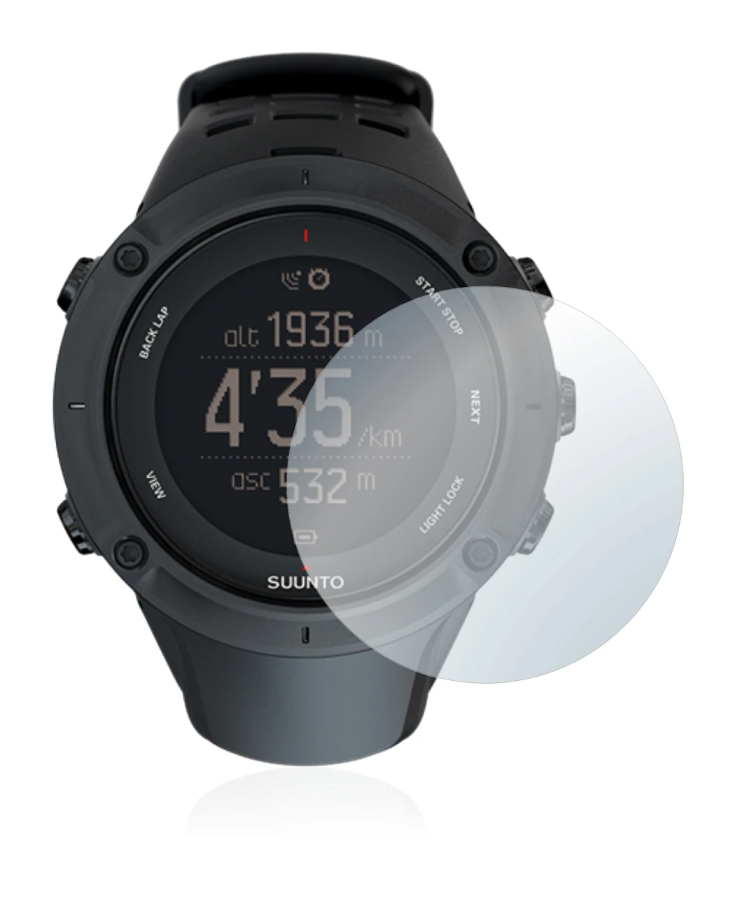 Image of the device Suunto Ambit3 Peak Black with a wide variety of screen protectors.