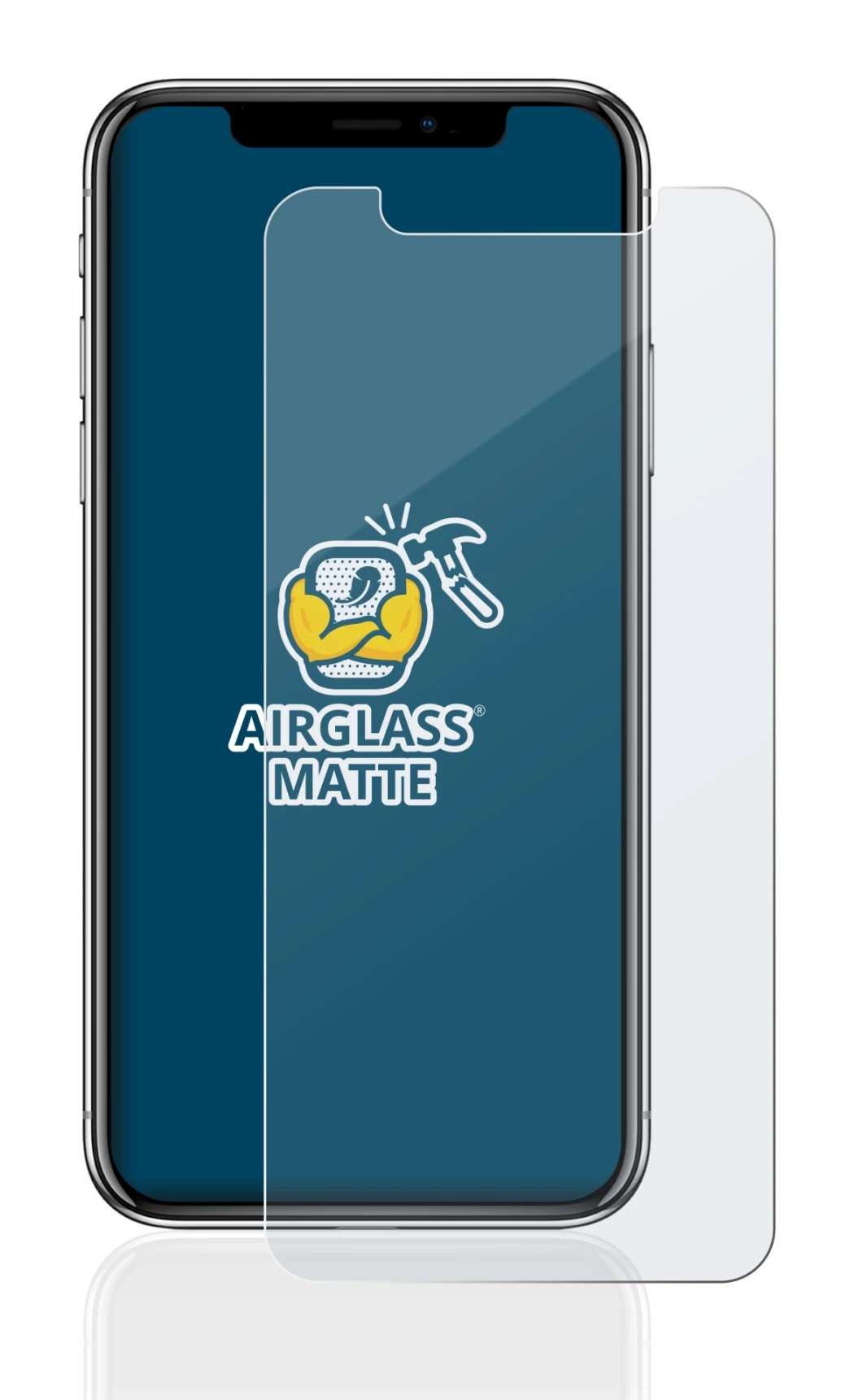Image of the device Apple iPhone X with a wide variety of screen protectors.