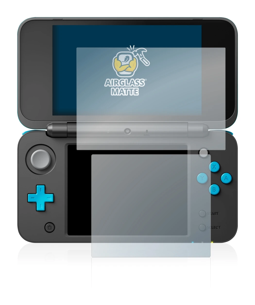 Image of the device Nintendo 2DS XL with a wide variety of screen protectors.