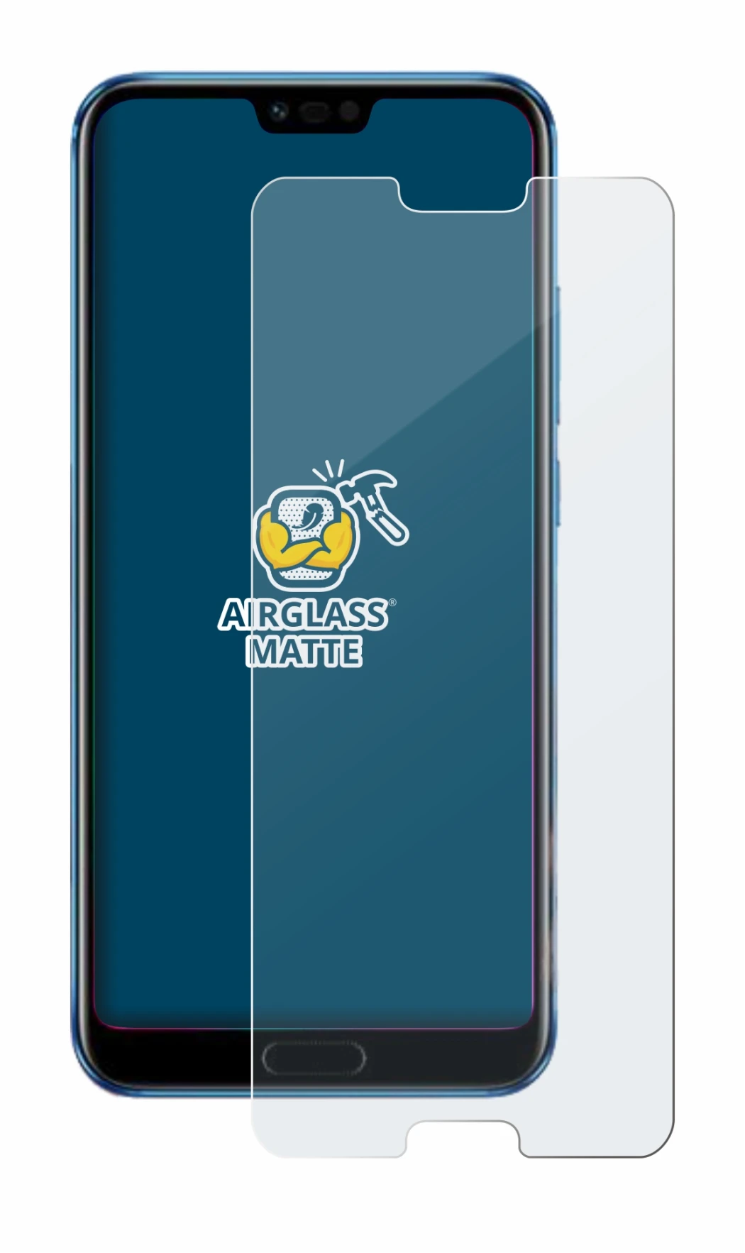 Image of the device Honor 10 with a wide variety of screen protectors.