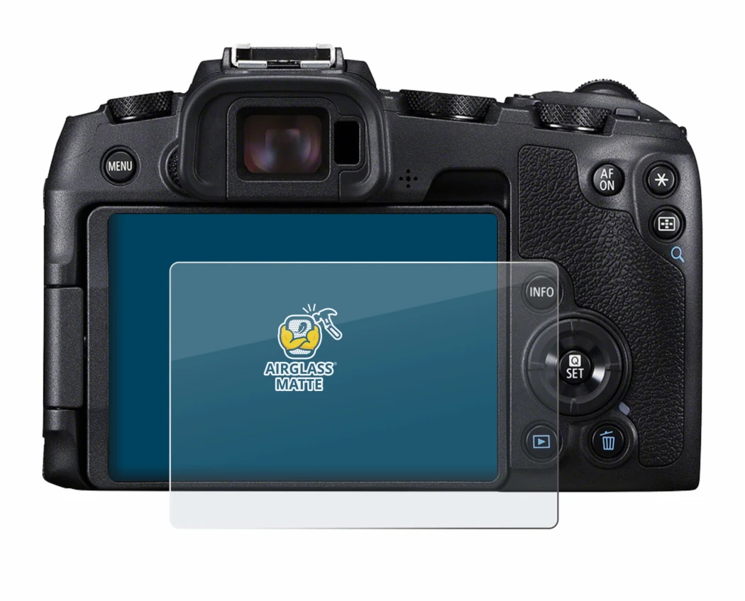 Image of the device Canon EOS RP with a wide variety of screen protectors.