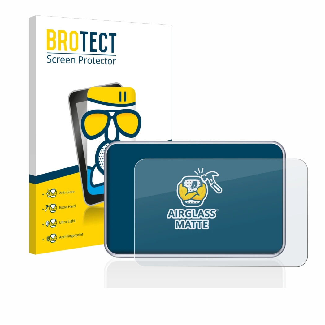 Front side of a product packaging with the brand logo BROTECT. Next to it is the device Tandem diabetes care t:slim X2 Insulin