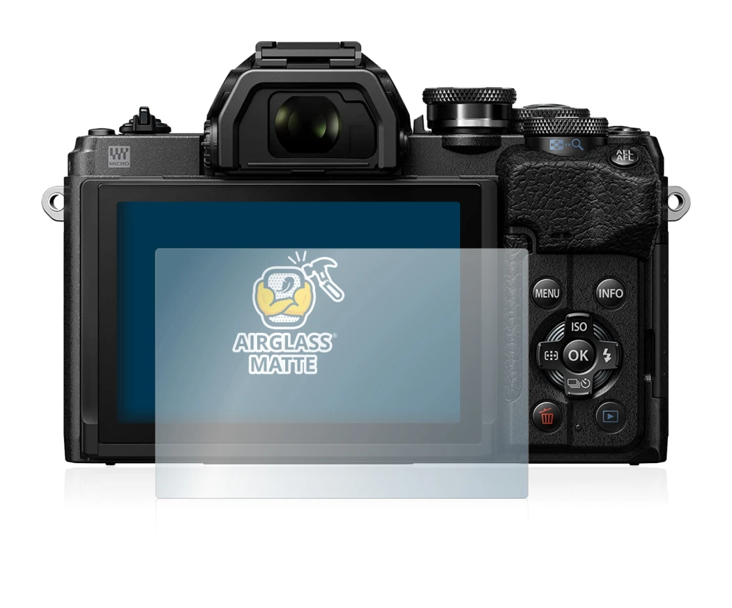 Image of the device Olympus OM-D E-M10 Mark IV with a wide variety of screen protectors.