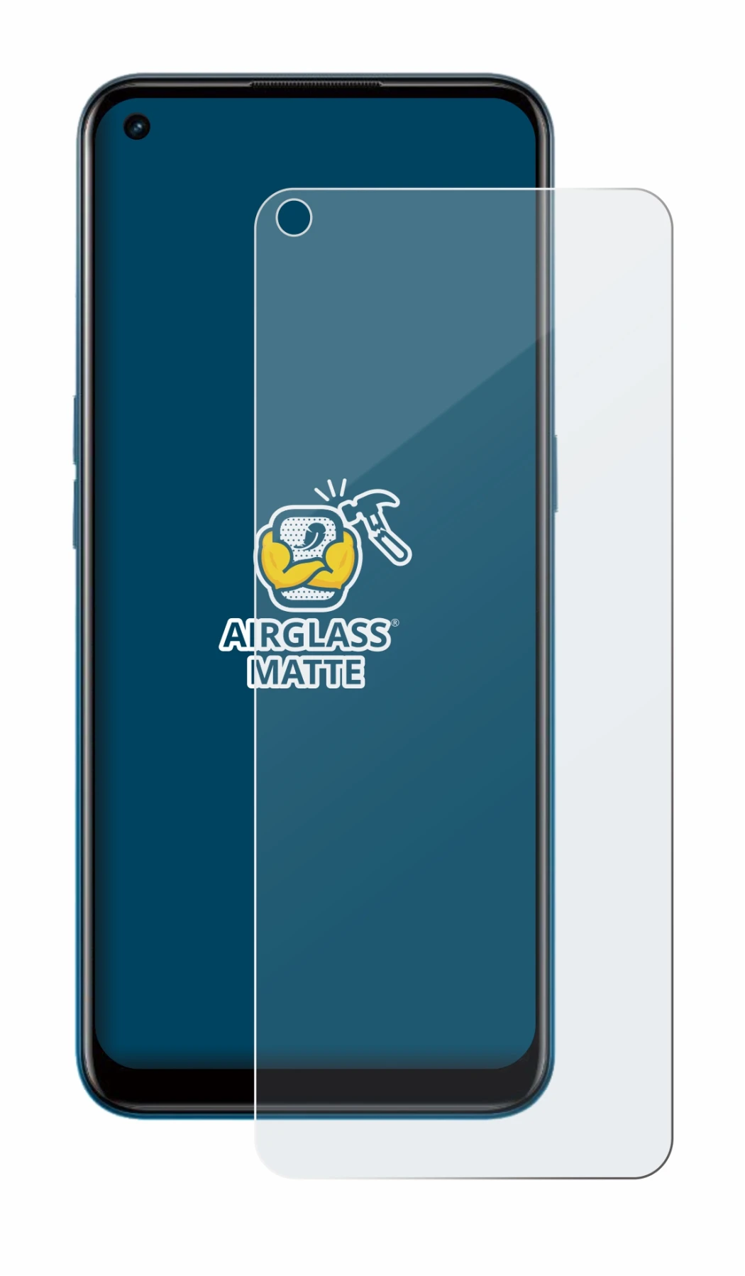 Image of the device Oppo A53 with a wide variety of screen protectors.