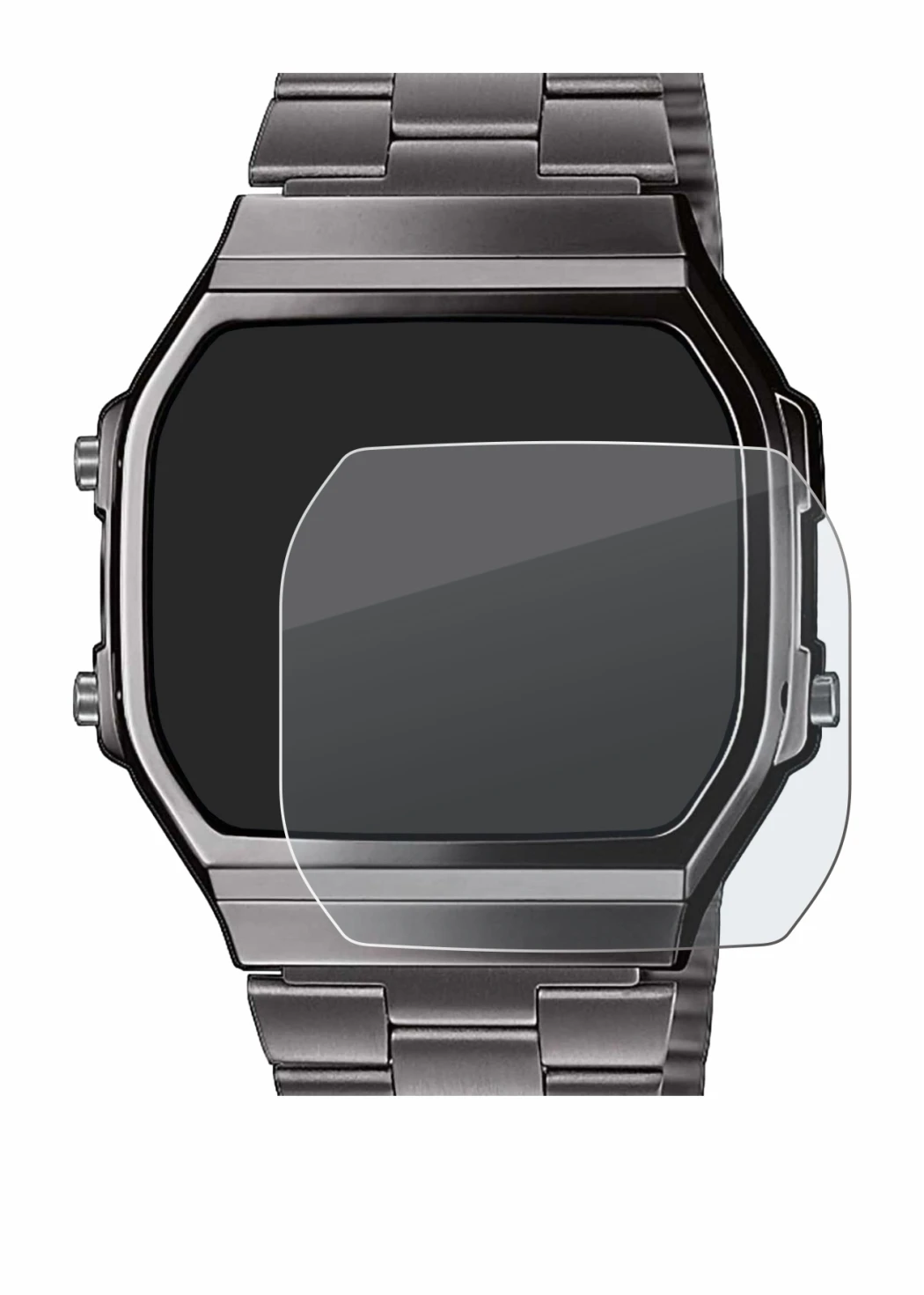 Image of the device Casio A168WEGG-1BEF with a wide variety of screen protectors.