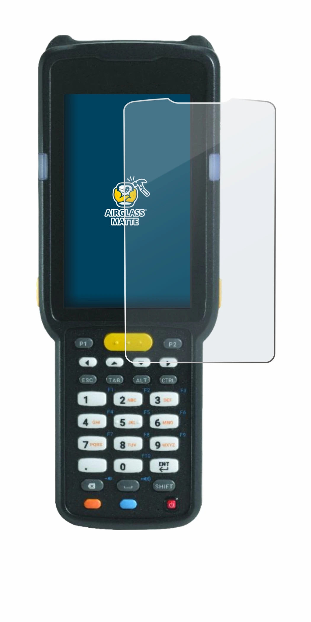 Image of the device Zebra MC3300X with a wide variety of screen protectors.