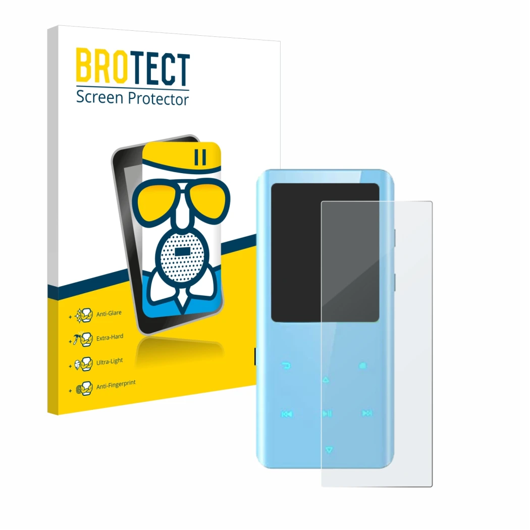 Front side of a product packaging with the brand logo BROTECT. Next to it is the device AGPtek A19X shown with the correspondi