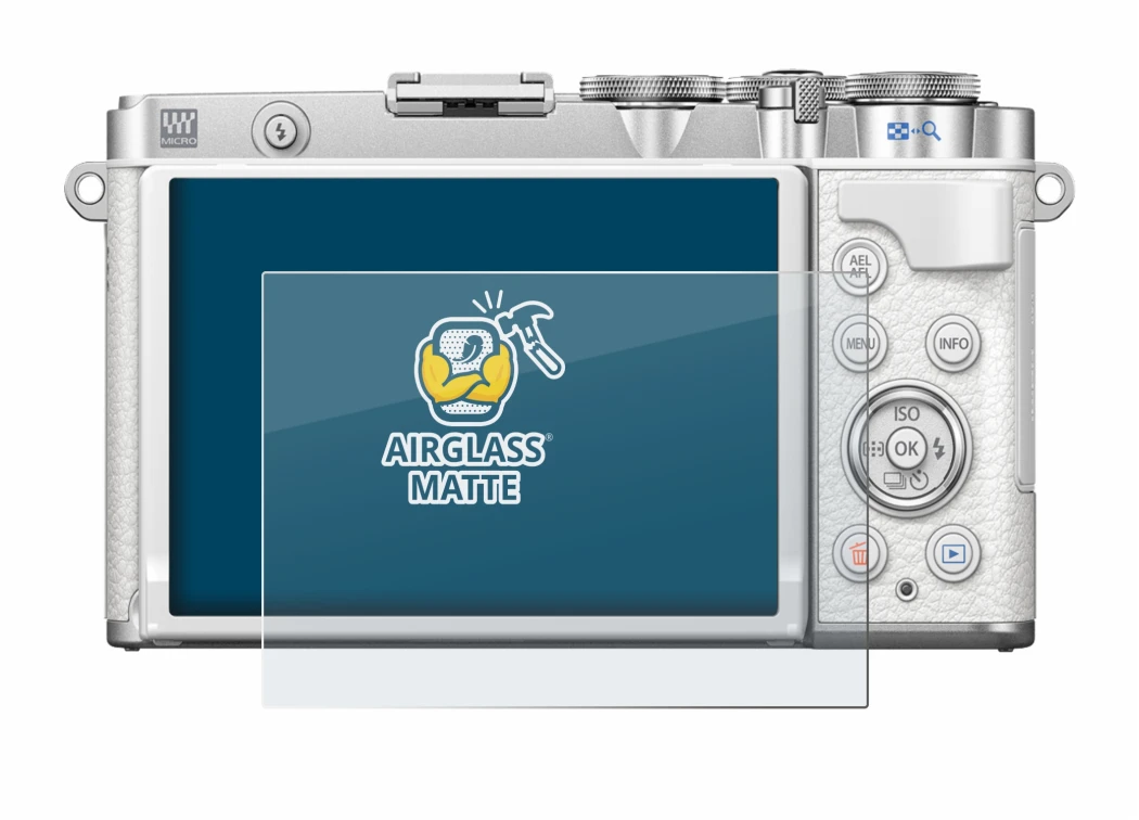 Image of the device Olympus PEN E-P7 with a wide variety of screen protectors.