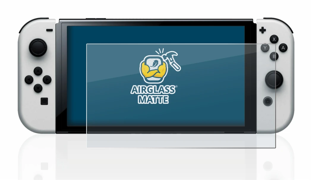 Image of the device Nintendo Switch OLED-Modell with a wide variety of screen protectors.