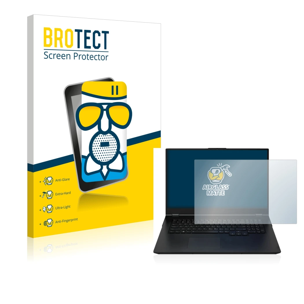 Front side of a product packaging with the brand logo BROTECT. Next to it is the device Zenec Z-E2055 shown with the correspon