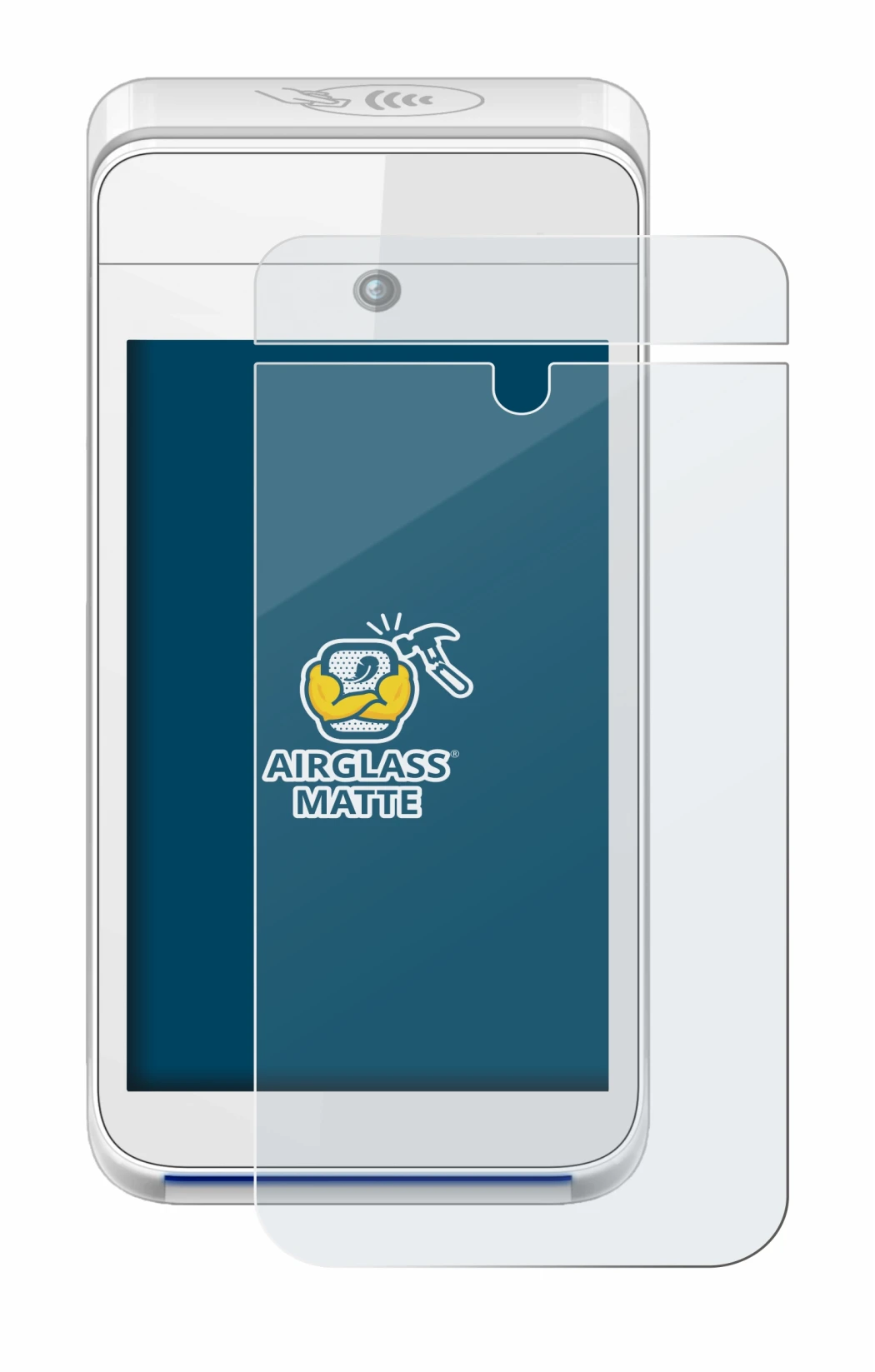 Image of the device Pax A920 with a wide variety of screen protectors.