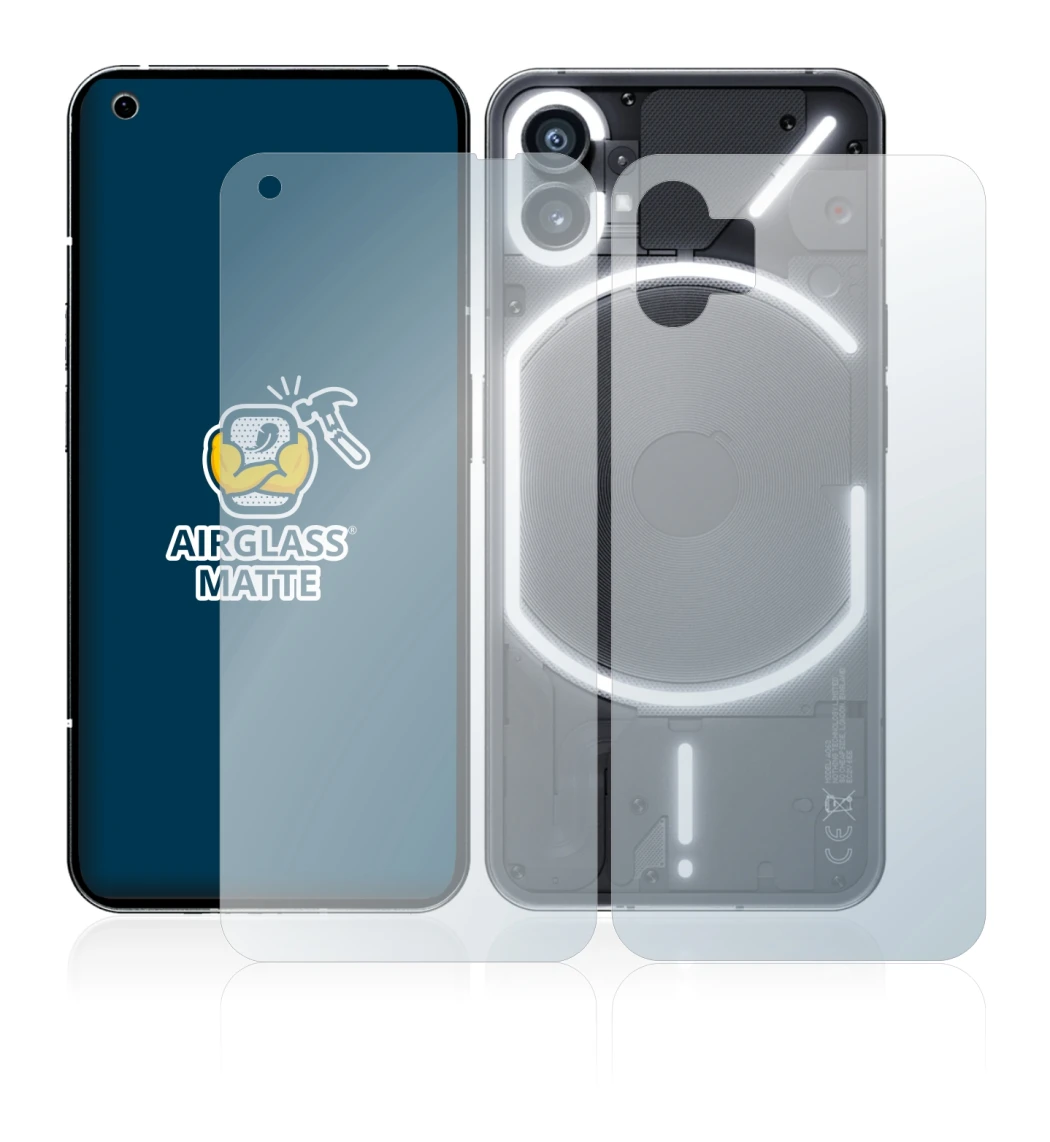 Image of the device Nothing Phone (1) (Front+Back) with a wide variety of screen protectors.