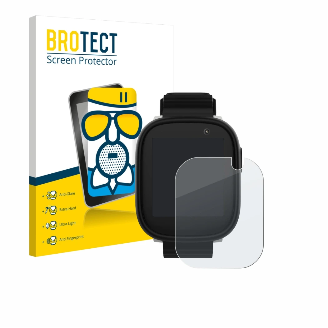 Front side of a product packaging with the brand logo BROTECT. Next to it is the device Xplora X6 Play 2022 (1st generation) s