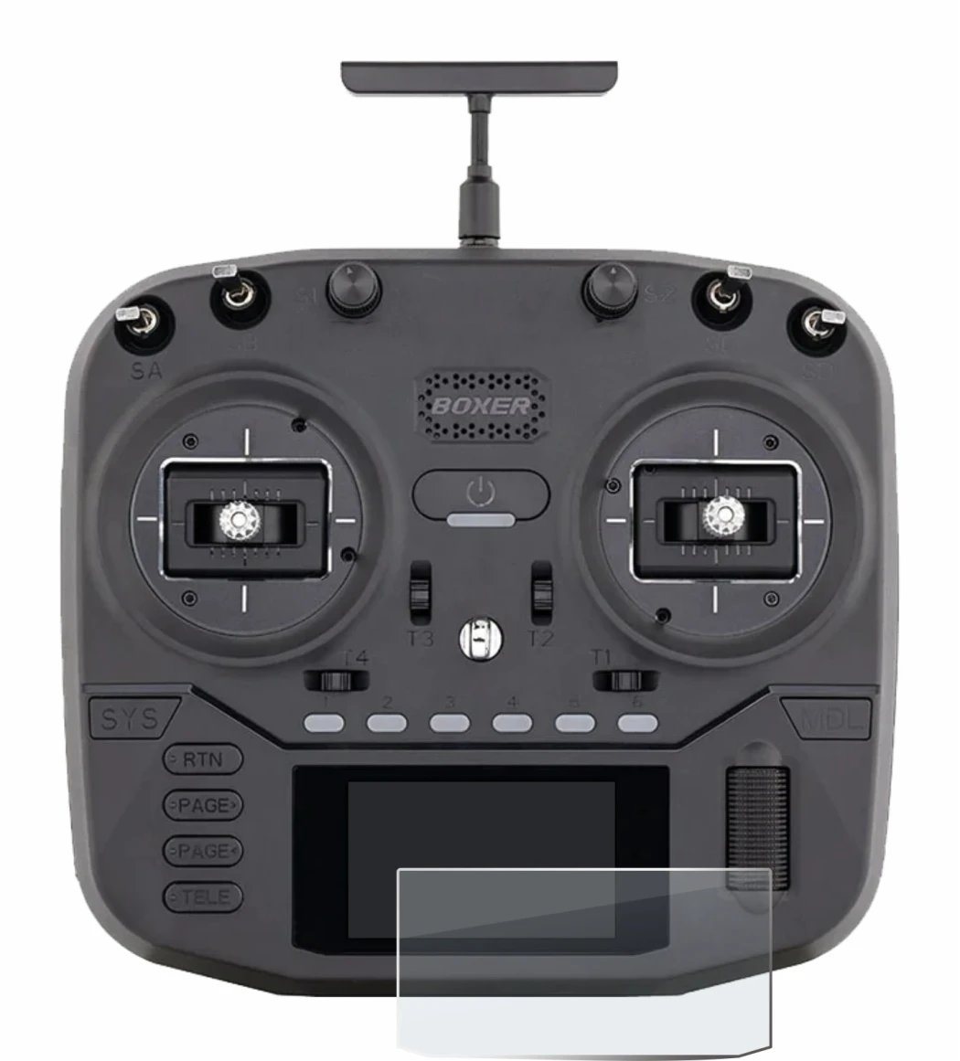 Image of the device Radiomaster Boxer with a wide variety of screen protectors.
