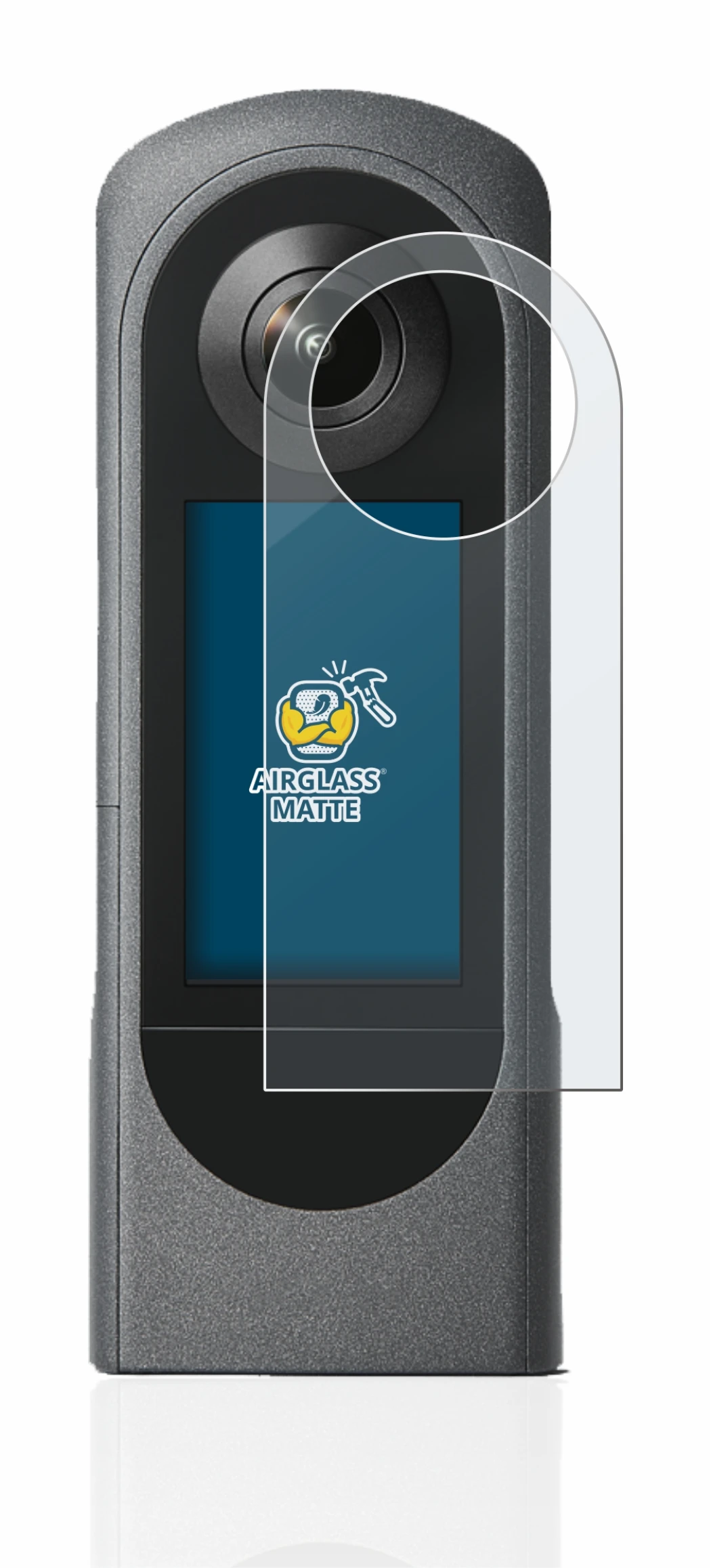 Image of the device Ricoh Theta X with a wide variety of screen protectors.