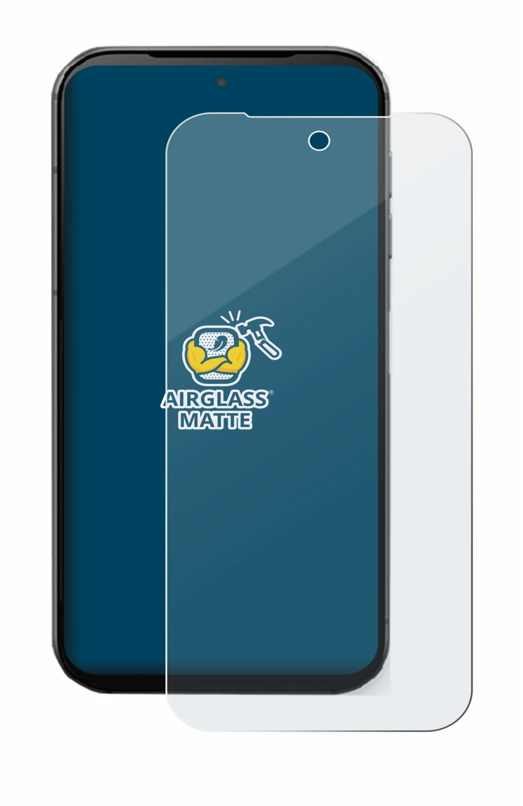 Image of the device Fairphone 5 with a wide variety of screen protectors.
