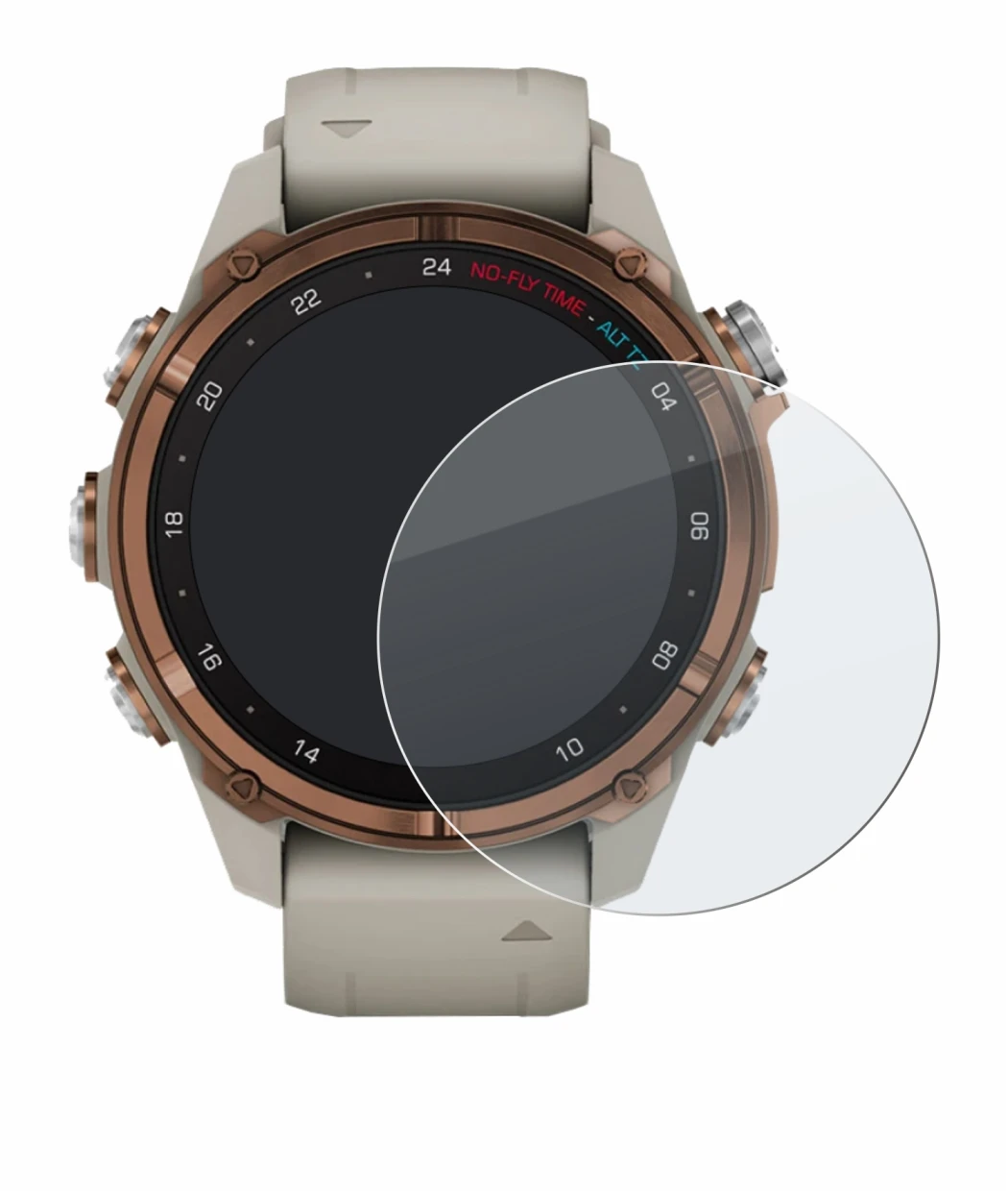 Image of the device Garmin Descent Mk3 (43 mm) with a wide variety of screen protectors.