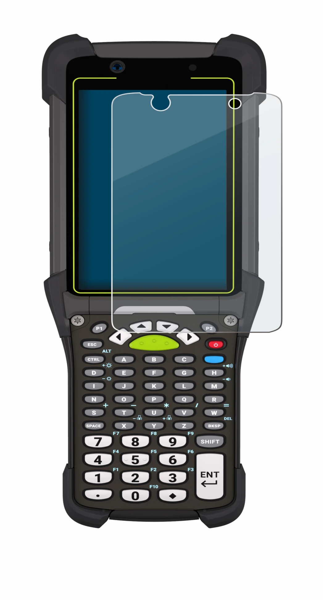 Image of the device Zebra MC9400 with a wide variety of screen protectors.