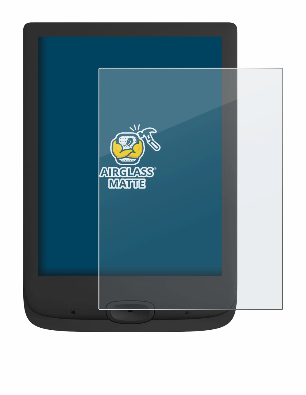 Image of the device PocketBook Basic Lux 4 with a wide variety of screen protectors.