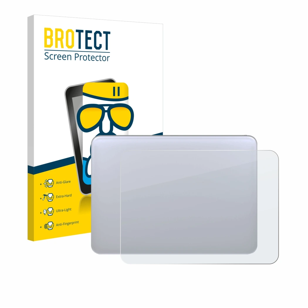 Front side of a product packaging with the brand logo BROTECT. Next to it is the device Apple Magic 3 (Touch Trackpad) shown w