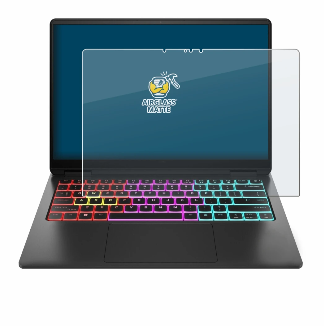 Image of the device HP Omen Transcend 14 with a wide variety of screen protectors.