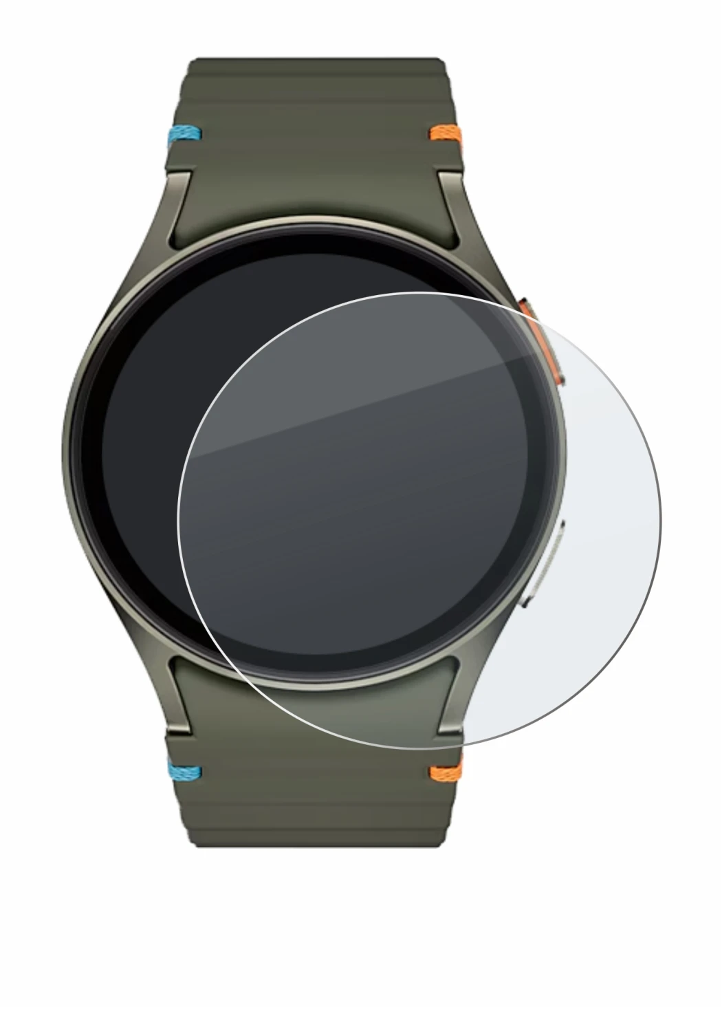Image of the device Samsung Galaxy Watch 7 (40 mm) with a wide variety of screen protectors.