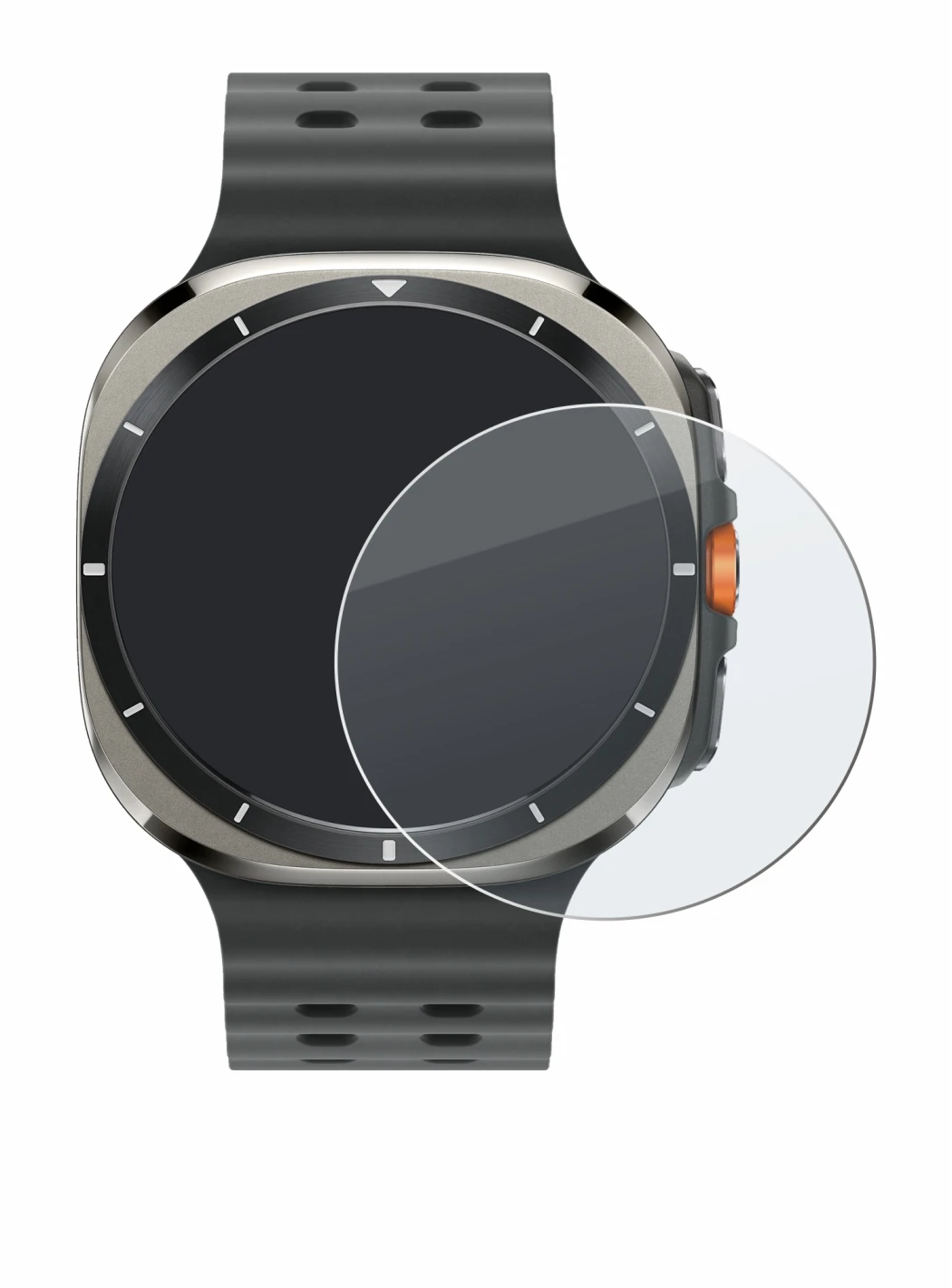 Image of the device Samsung Galaxy Watch Ultra (47 mm) with a wide variety of screen protectors.