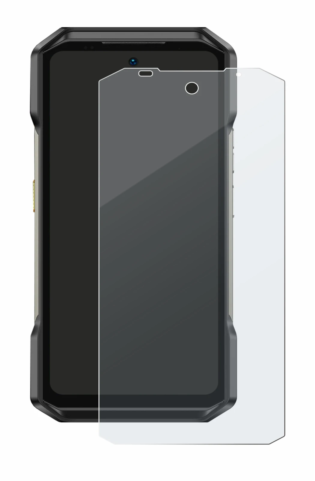 Image of the device Ulefone Armor 27T Pro with a wide variety of screen protectors.
