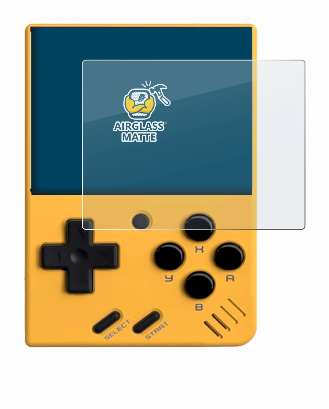 Image of the device Miyoo Mini V4 with a wide variety of screen protectors.