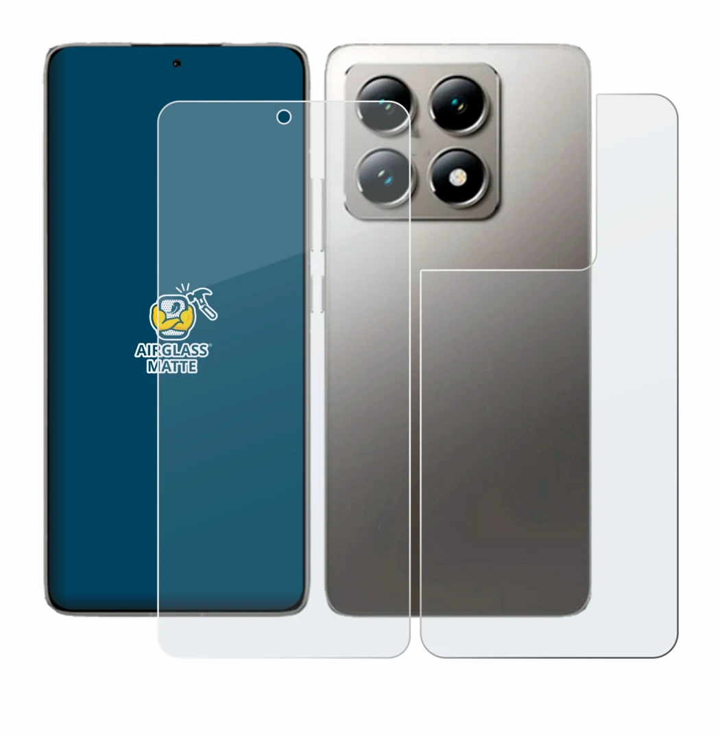 Image of the device Xiaomi 14T (Front+Back) with a wide variety of screen protectors.