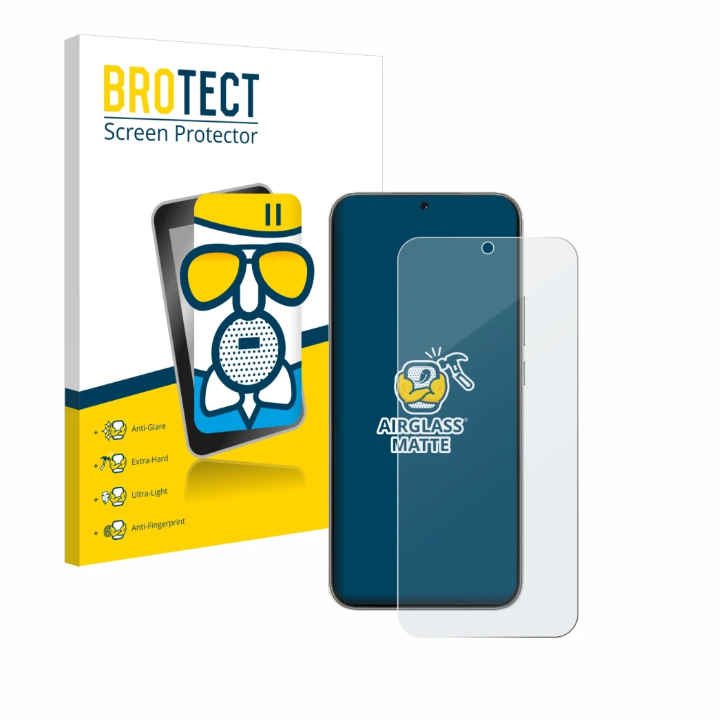 Front side of a product packaging with the brand logo BROTECT. Next to it is the device Huawei Nova 13 shown with the correspo
