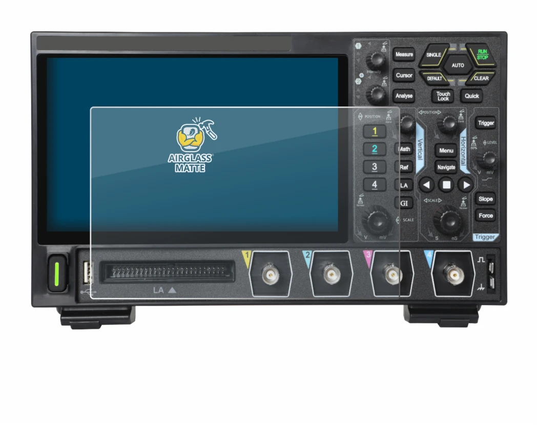Image of the device Rigol DHO914 with a wide variety of screen protectors.