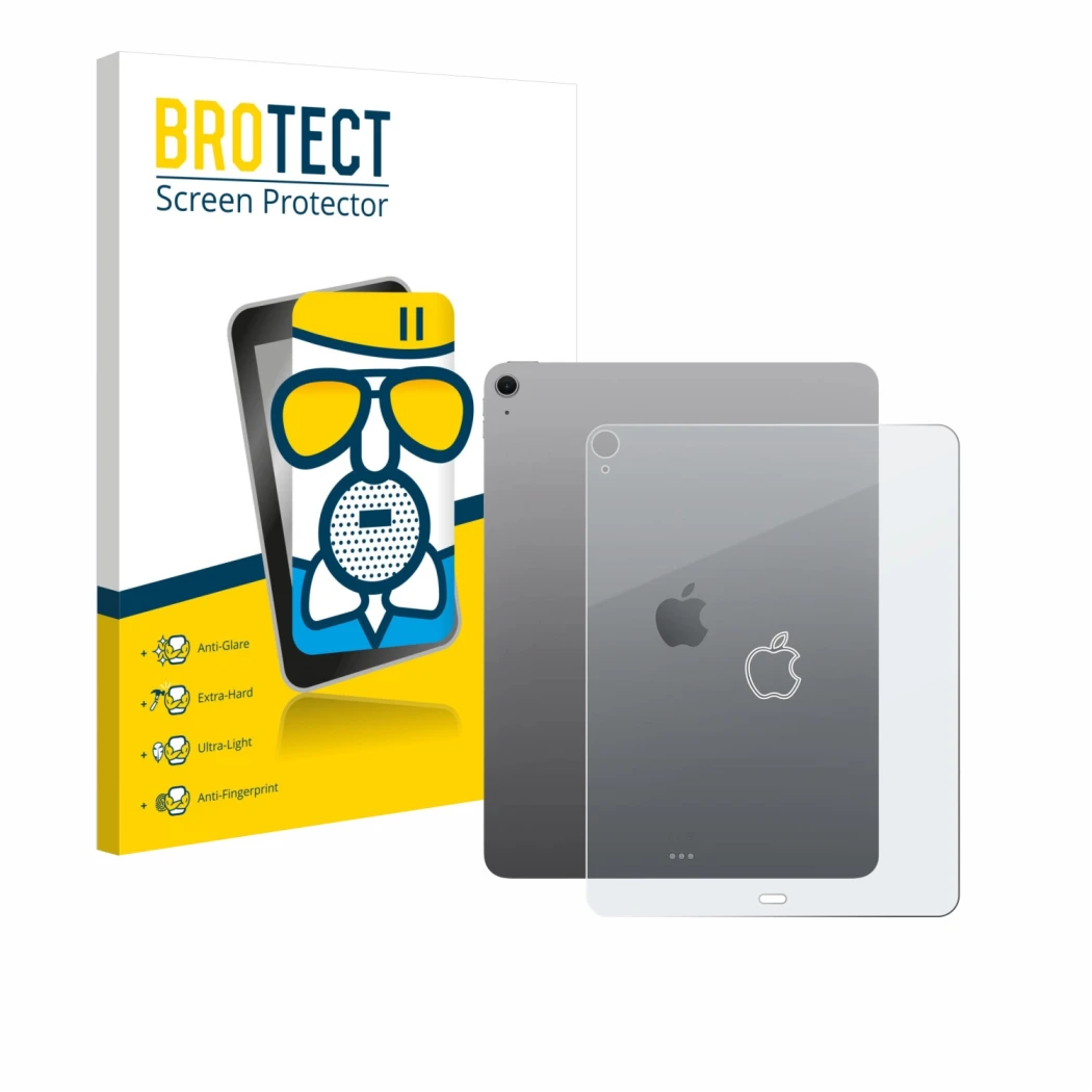 Front side of a product packaging with the brand logo BROTECT. Next to it is the device Apple iPad Air 13