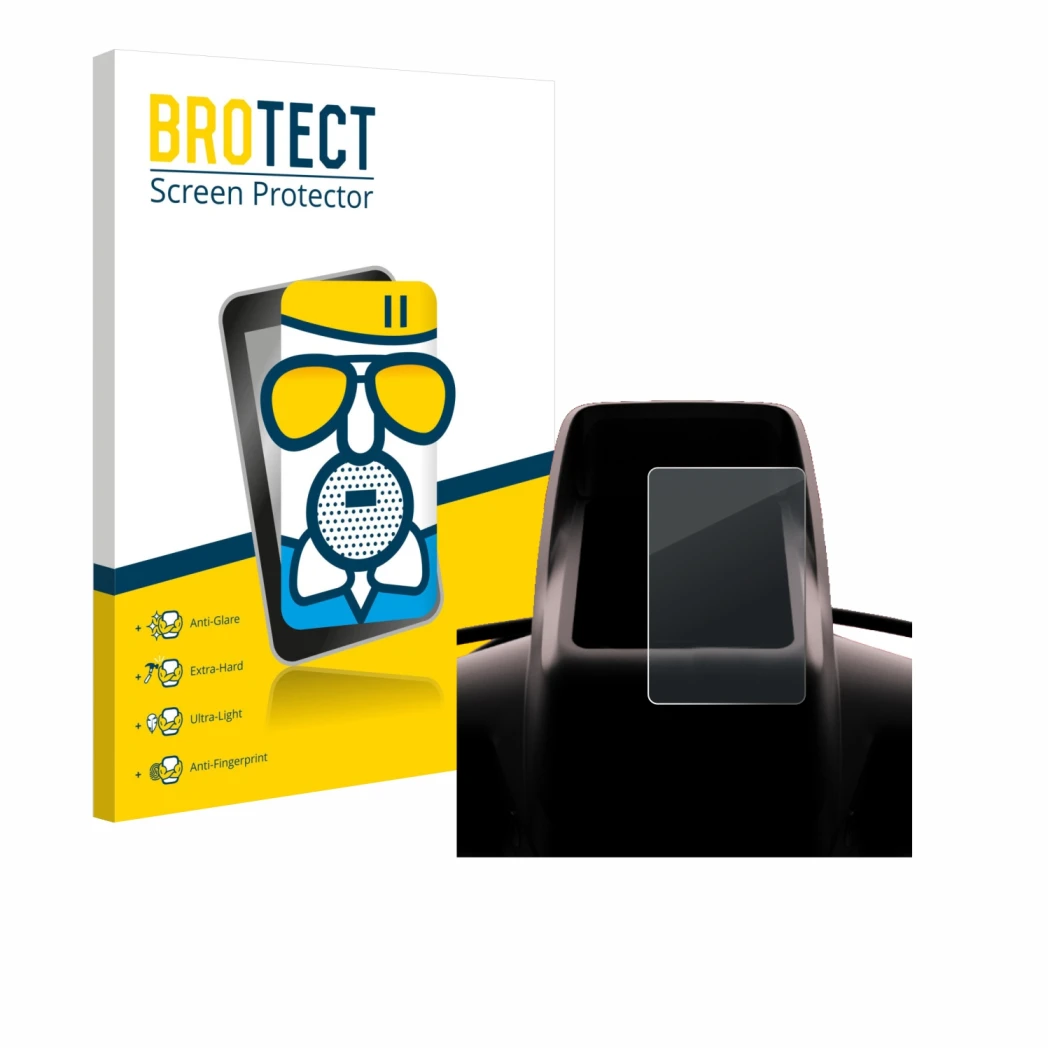 Front side of a product packaging with the brand logo BROTECT. Next to it is the device Segway GT3 D shown with the correspond