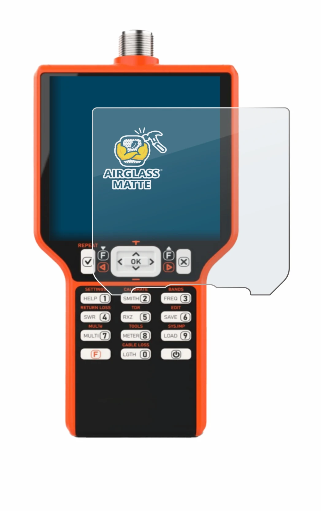 Image of the device RigExpert MATCH with a wide variety of screen protectors.