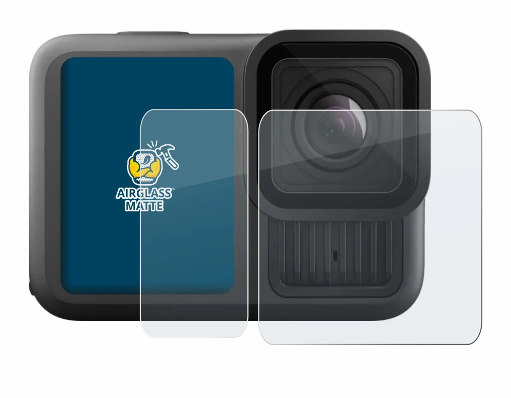 Image of the device GoPro Hero 13 Black Ultra Wide Edition with a wide variety of screen protectors.