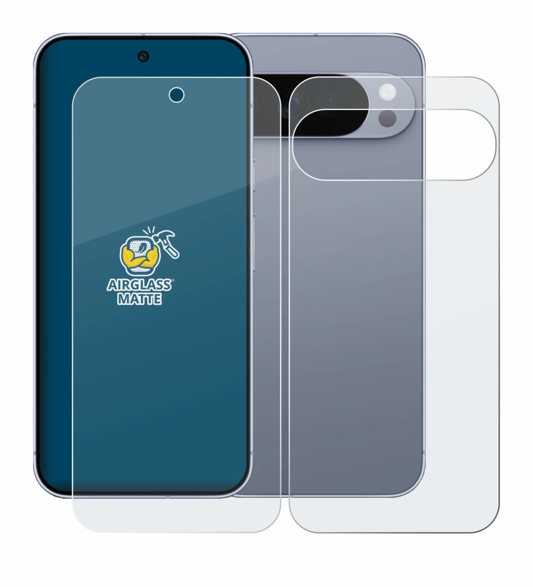 Image of the device Google Pixel 10 Pro XL (Front+Back) with a wide variety of screen protectors.