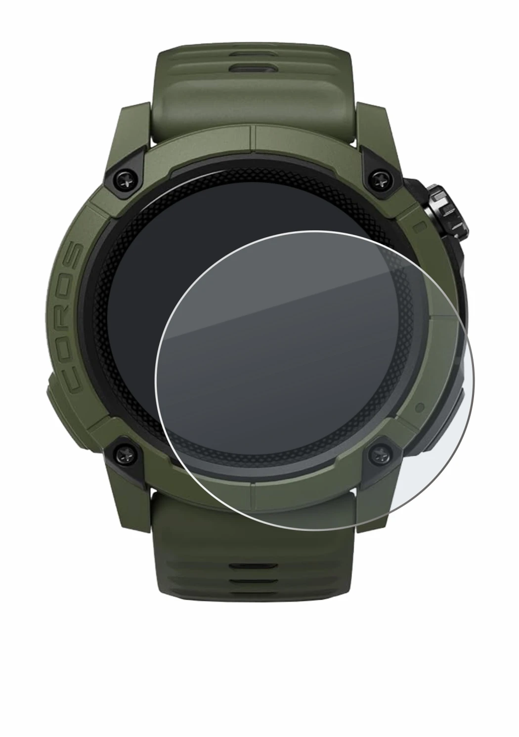 Image of the device Coros NOMAD with a wide variety of screen protectors.