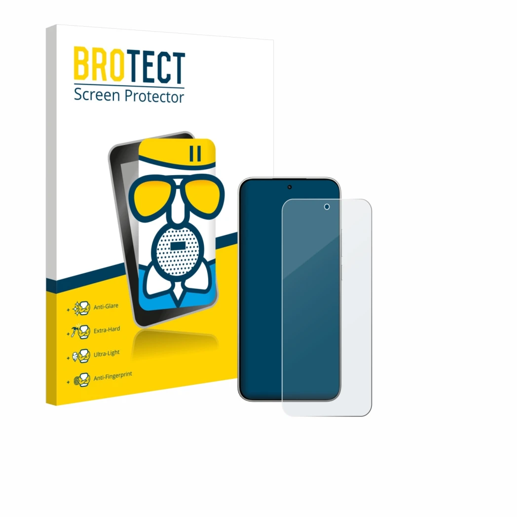 Front side of a product packaging with the brand logo BROTECT. Next to it is the device Xiaomi 15T shown with the correspondin