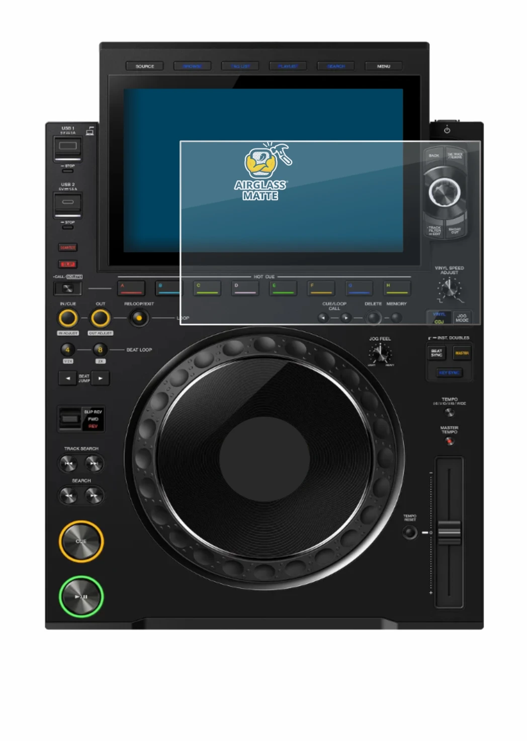 Image of the device Pioneer CDJ 3000X with a wide variety of screen protectors.