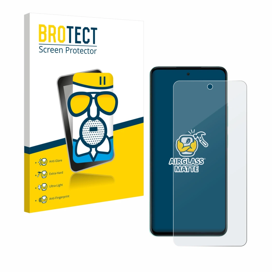 Front side of a product packaging with the brand logo BROTECT. Next to it is the device Oppo A5 shown with the corresponding s