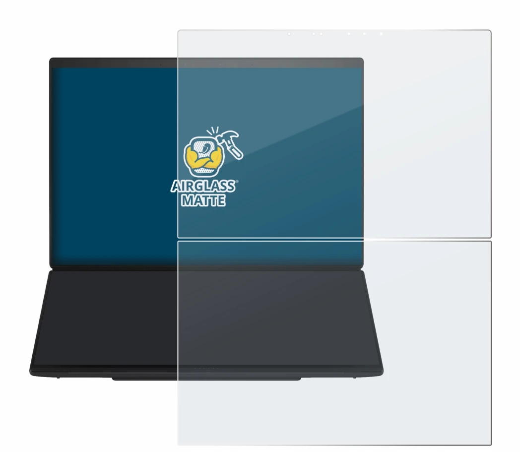 Image of the device ASUS ZenBook Duo UX8407 with a wide variety of screen protectors.