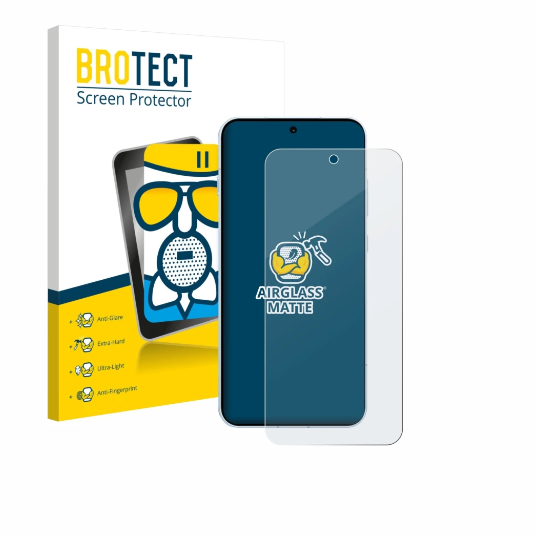 Front side of a product packaging with the brand logo BROTECT. Next to it is the device Oppo Find X8s 4G shown with the corres